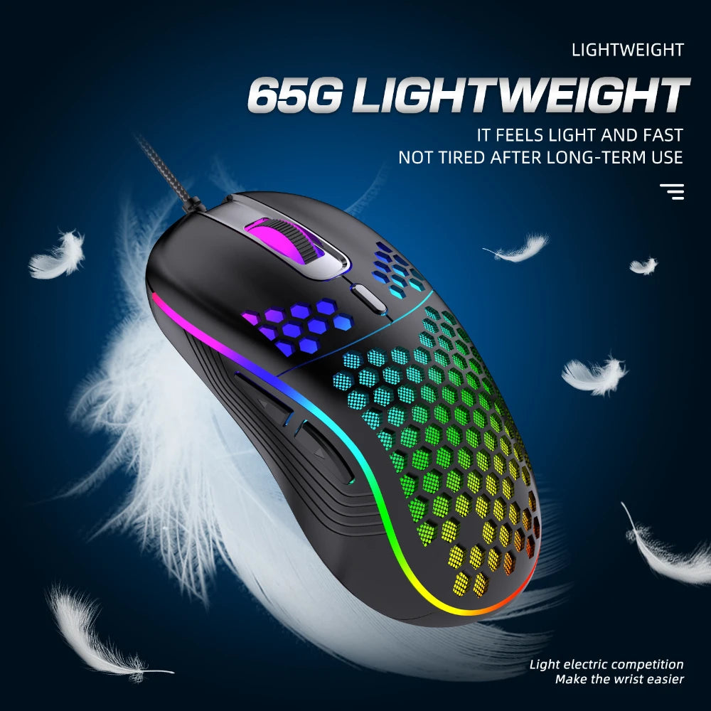 Wired Gaming Mouse RGB Computer Mouse Gamer USB 6 Buttons 7200DPI Honeycomb Ergonomic Game Mause With LED Backlit For PC Laptop