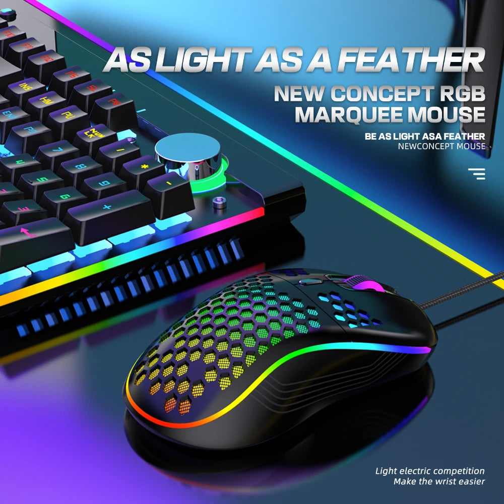 Wired Gaming Mouse RGB Computer Mouse Gamer USB 6 Buttons 7200DPI Honeycomb Ergonomic Game Mause With LED Backlit For PC Laptop