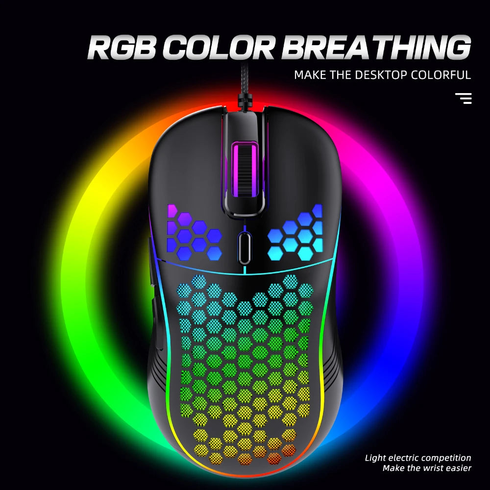 Wired Gaming Mouse RGB Computer Mouse Gamer USB 6 Buttons 7200DPI Honeycomb Ergonomic Game Mause With LED Backlit For PC Laptop