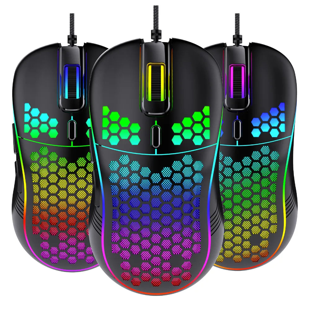 Wired Gaming Mouse RGB Computer Mouse Gamer USB 6 Buttons 7200DPI Honeycomb Ergonomic Game Mause With LED Backlit For PC Laptop