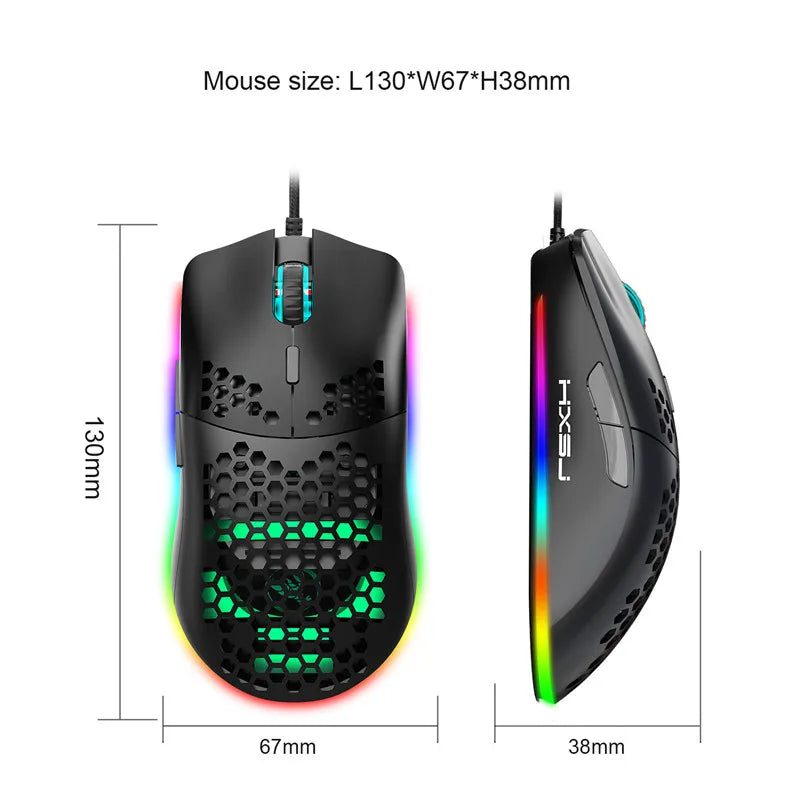 Highend Lightweight USB Wired Gaming Mouse RGB Mice 6400 DPI Honeycomb Hollow For Computer Laptop White Black Macro Programming