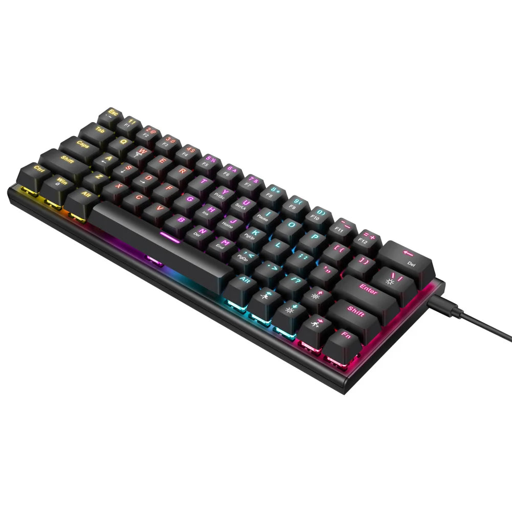 G101D Mechanical Gaming Keyboard 63 Keys Compact Wired Computer Keyboard With RGB Color Lighting Keyboard For Laptop PC