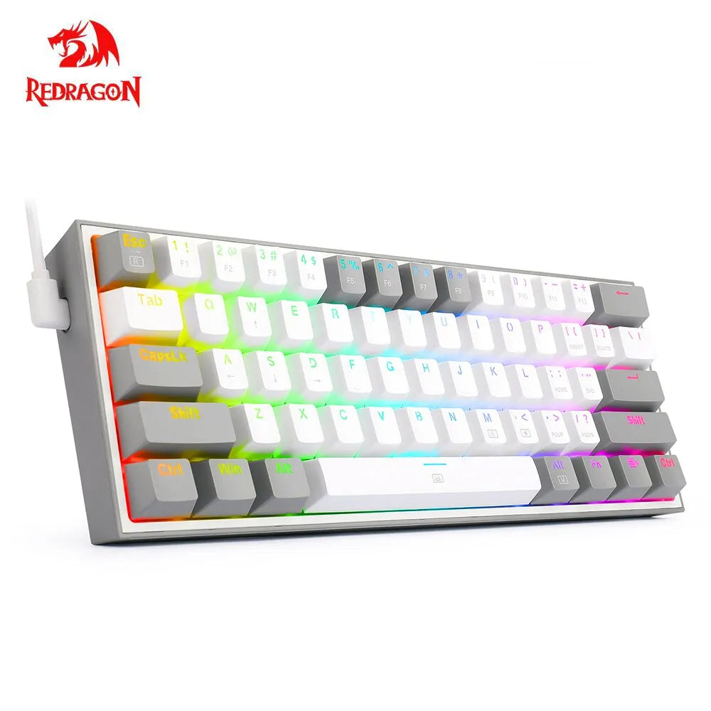 REDRAGON Fizz K617 RGB USB Mini Mechanical Gaming Wired Keyboard Red Switch 61 Key Gamer for Computer PC Laptop Detachable Cable